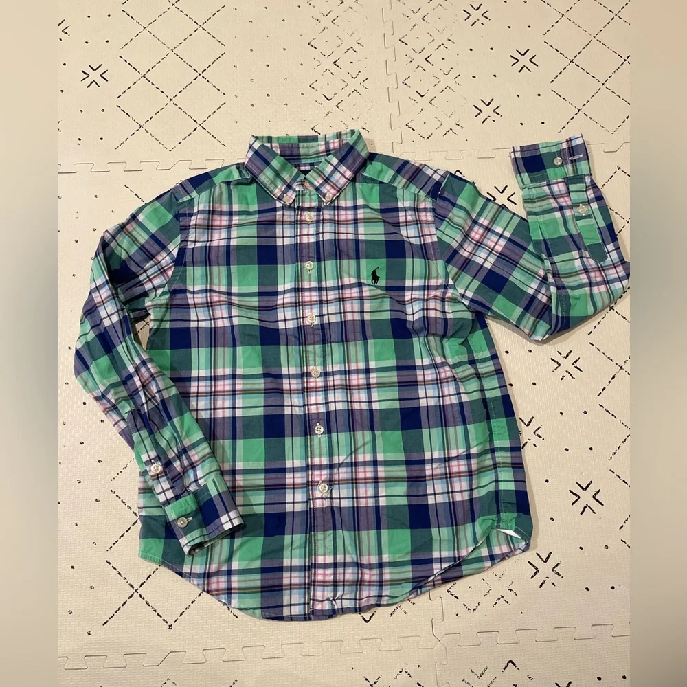 RALPH LAUREN‎ CHILDRENSWEAR LONG-SLEEVE PLAID BUTTON-DOWN SHIRT, M